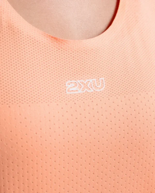 Online 2XU Light Speed Tech Singlet Digital Peach/White Reflective