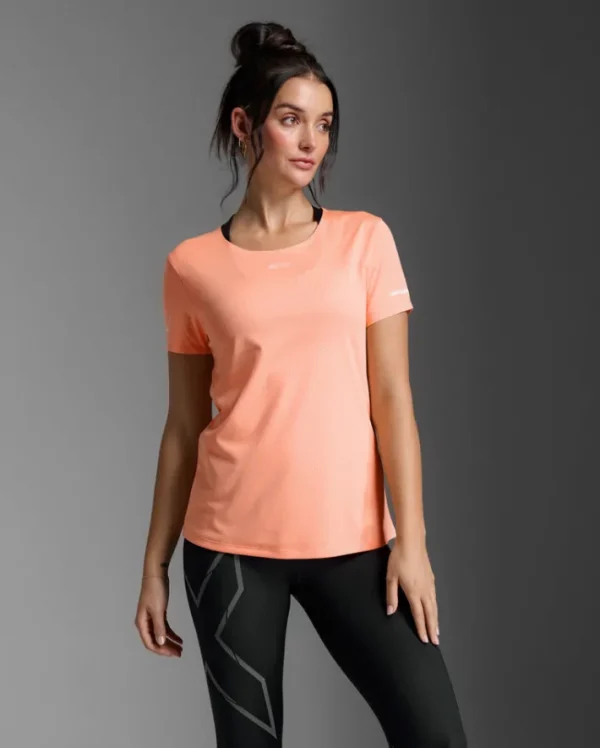 Hot 2XU Light Speed Tech Tee Digital Peach/White Reflective