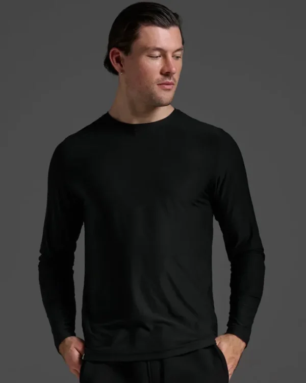 New 2XU Signature Long Sleeve Tee Black/Black