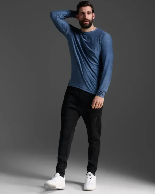 Online 2XU Signature Long Sleeve Tee Indigo/Indigo