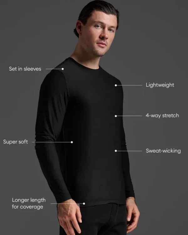 New 2XU Signature Long Sleeve Tee Black/Black