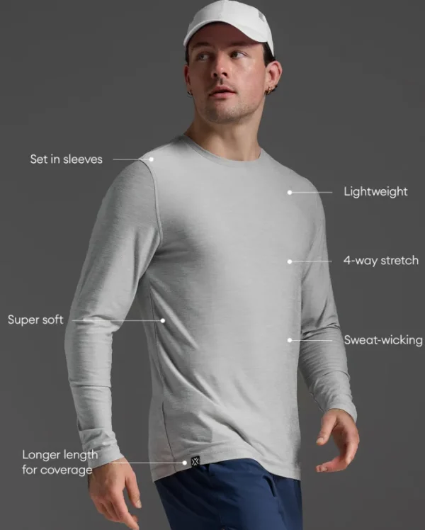 Best 2XU Signature Long Sleeve Tee Harbor Mist/Harbor Mist