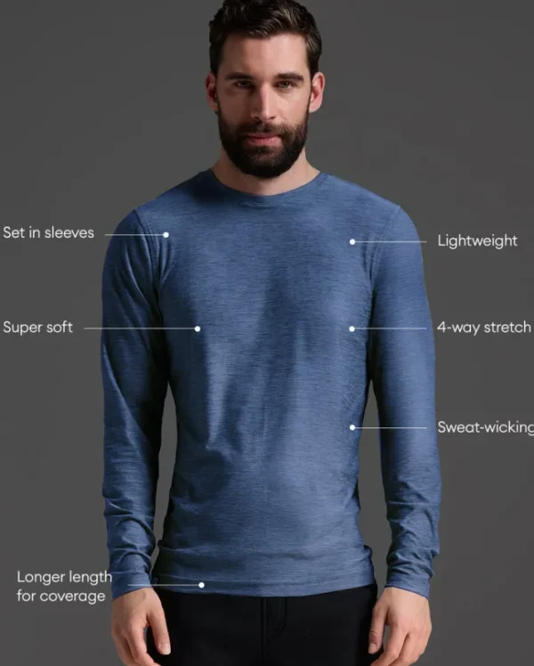 Online 2XU Signature Long Sleeve Tee Indigo/Indigo