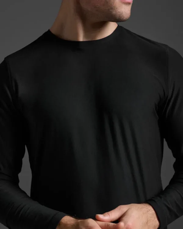 New 2XU Signature Long Sleeve Tee Black/Black