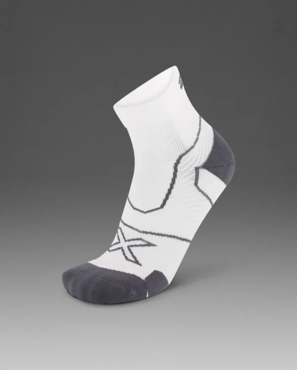 Best 2XU Vectr Cushion 1/4 Crew Compression Socks White/Grey