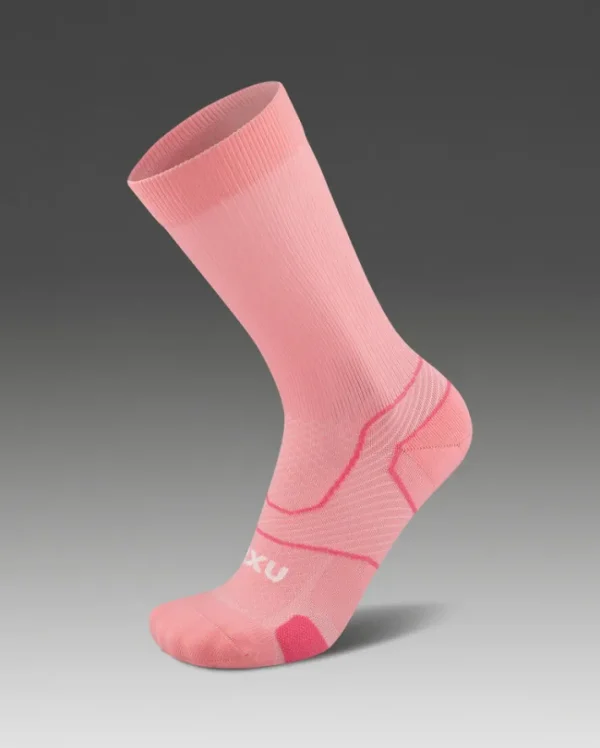 Sale 2XU Vectr Cushion Crew Socks Pink Glow/White