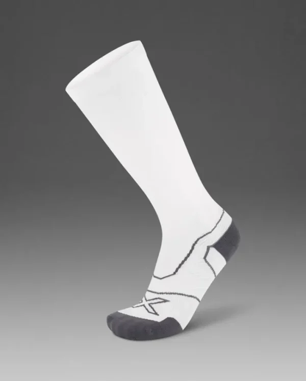 Online 2XU Vectr Cushion Full Length Compression Socks White/Grey