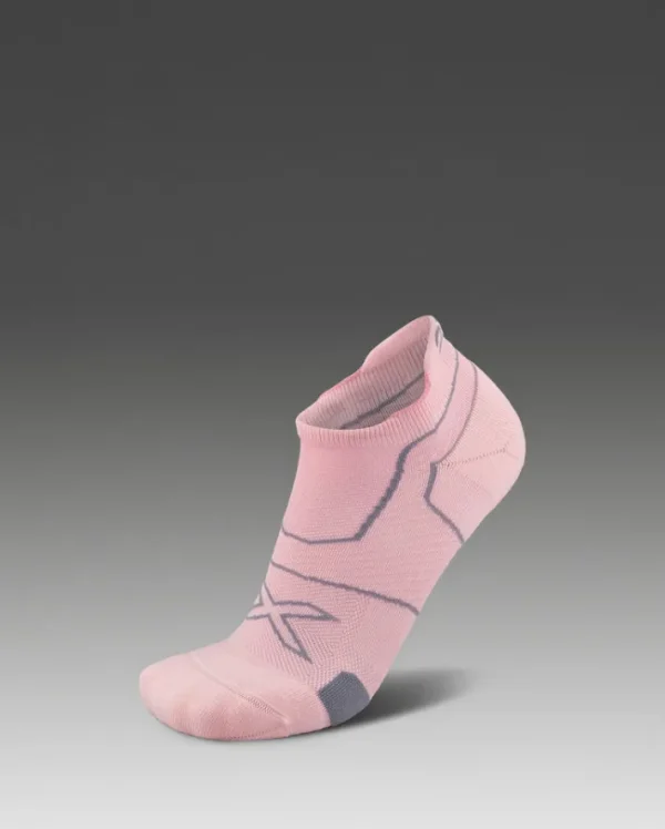 Outlet 2XU Vectr Cushion No Show Compression Socks Dusty Pink/Grey