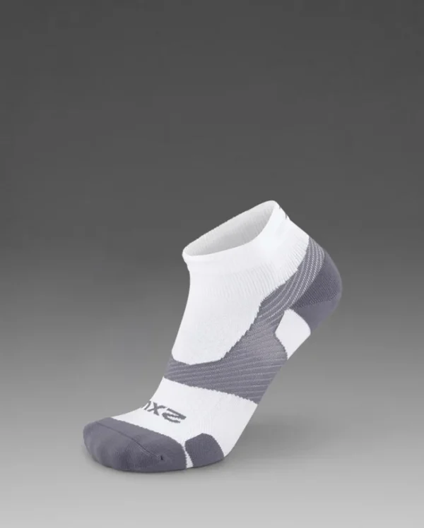 Online 2XU Vectr Light Cushion 1/4 Crew Compression Socks White/Grey