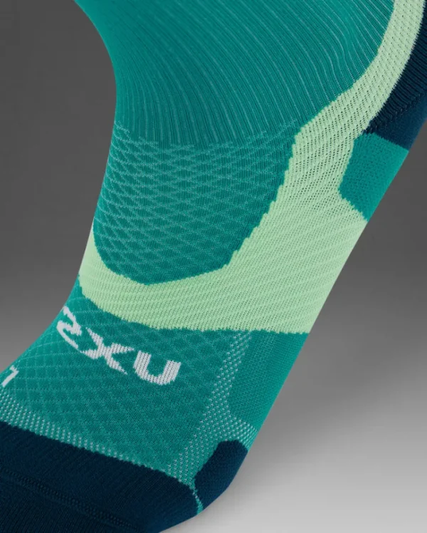 Clearance 2XU Vectr Light Cushion Crew Socks Slate Green/Digital Mint