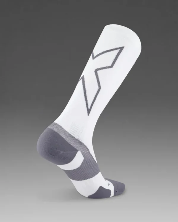 Sale 2XU Vectr Light Cushion Full Length Compression Socks White/Grey