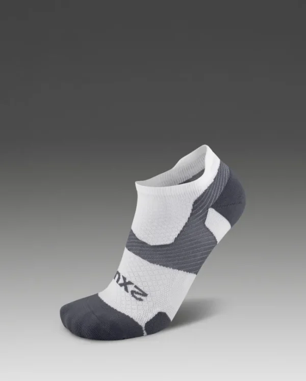 Best 2XU Vectr Light Cushion No Show Compression Socks White/Grey